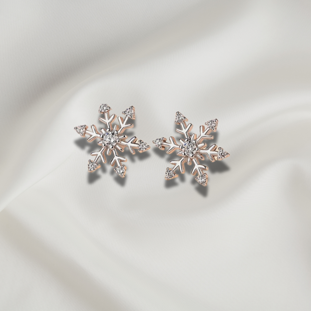 Snowflake Stud Earrings with Sparkling Stones