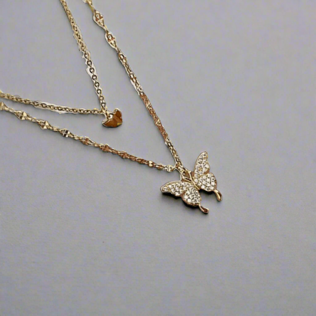 Shiny Butterfly Necklace - Sterling Silver- Stacked Jewelry- Trendy jewelry-Affordable Jewelry in Canada