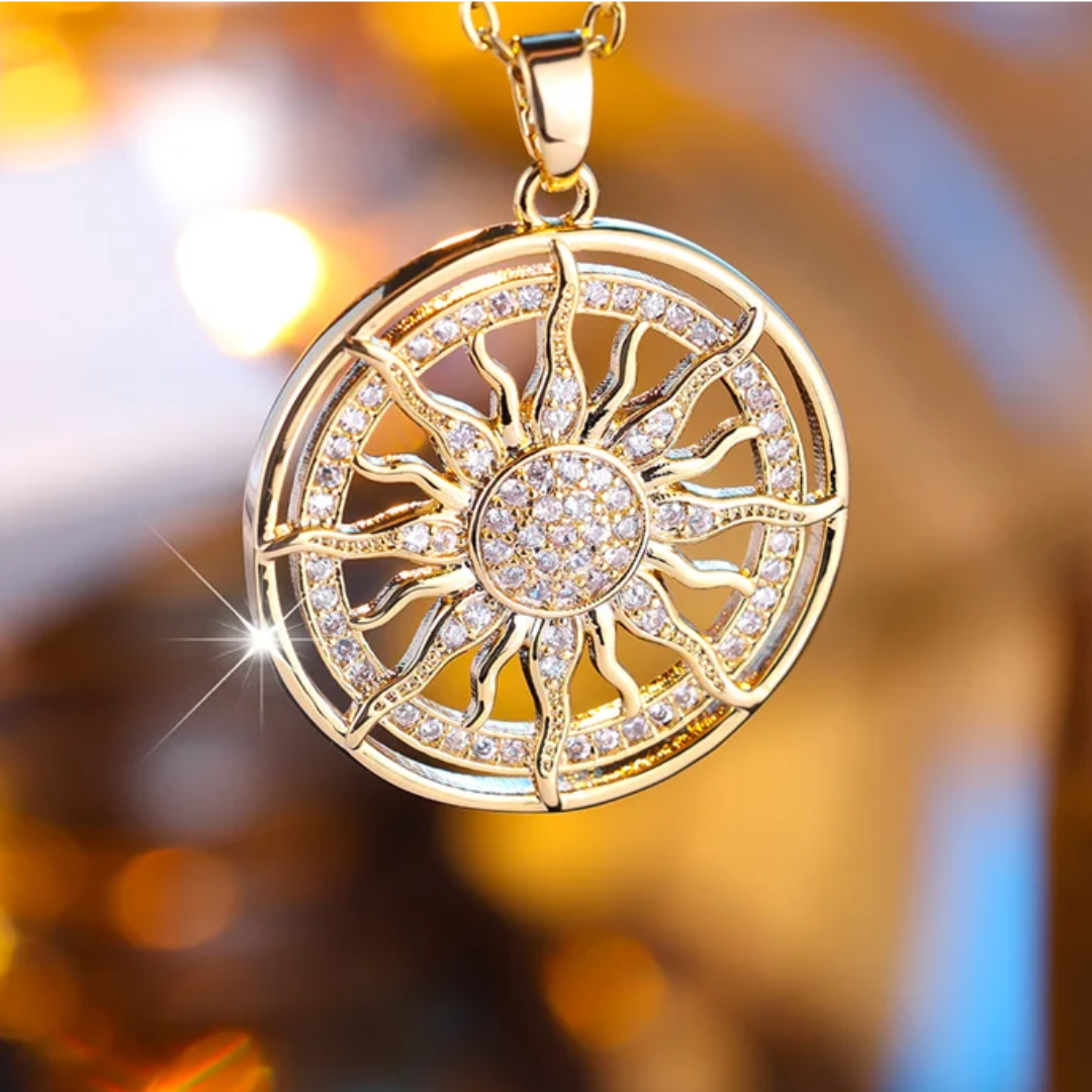 Tree of Life Pendant-Tree of Life Pendant is a stunning pendant designed in the shape of a round sunflower with a hollowed-out tree of life pattern. The pendant is intricately crafted, featuring a dazzling array of small zircon stones set throughout the d